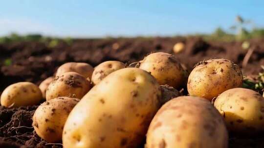 田地里收获的新鲜土豆素材