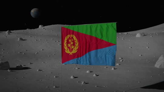 月球上的厄立特里亚国旗|UHD|60fp视频素材模板下载