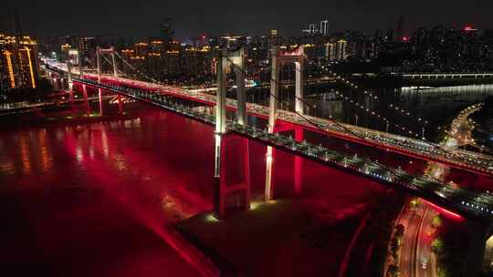 重庆鹅公岩大桥夜景航拍