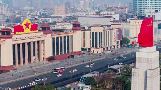 江西南昌八一广场城市建筑风光航拍