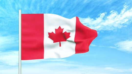 加拿大国旗空中飘扬