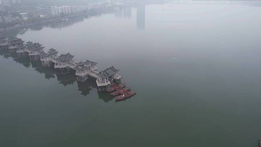 潮州航拍广济桥建筑景观