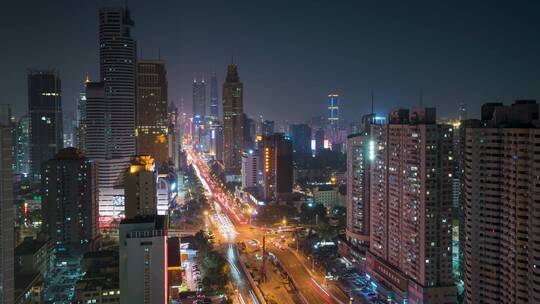 深圳_深南东路_文锦中路_车流夜景4K视频素材模板下载