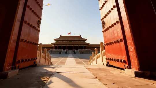 故宫大门开启远景