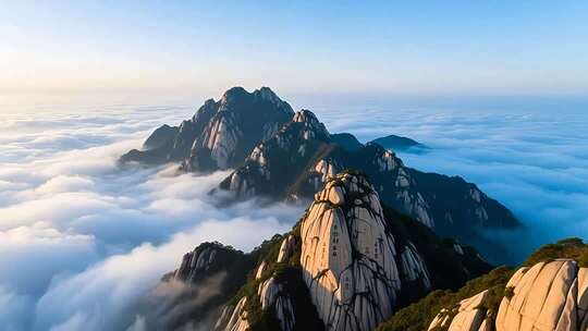 航拍早晨泰山清晨云海4K