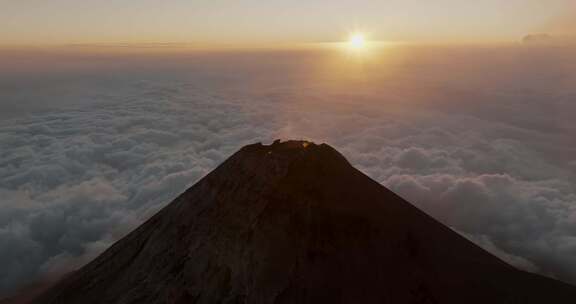 火山，危地马拉，云，烟