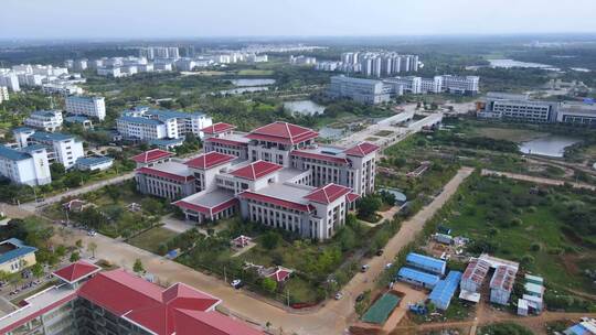 海南师范大学桂林洋新校区校园航拍视频素材