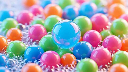 彩色球体微距特写画面