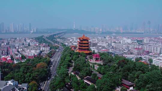 武汉黄鹤楼城市全景俯瞰