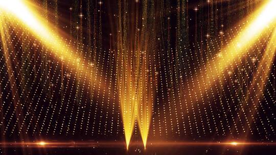4K 金色粒子灯光颁奖走道舞台背景
