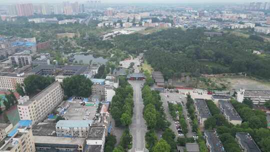 航拍河南南阳卧龙岗武侯祠