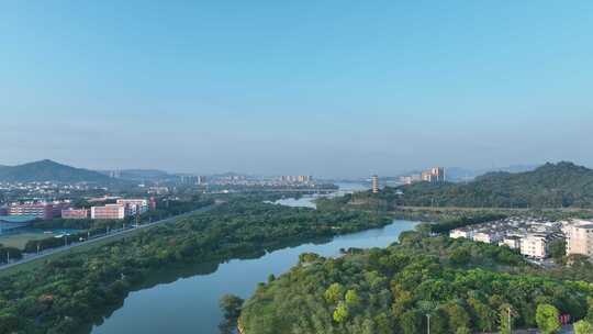 广州从化区流溪河湿地公园航拍文峰塔景观