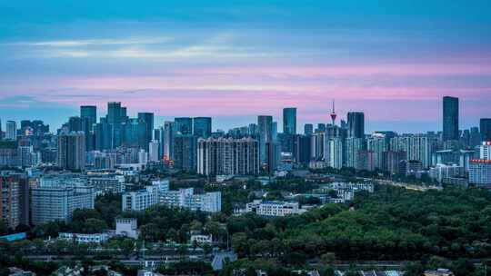 成都市区CBD城市天际线夜景