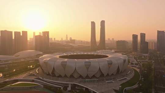 杭州亚运会奥体中心航拍视频素材模板下载