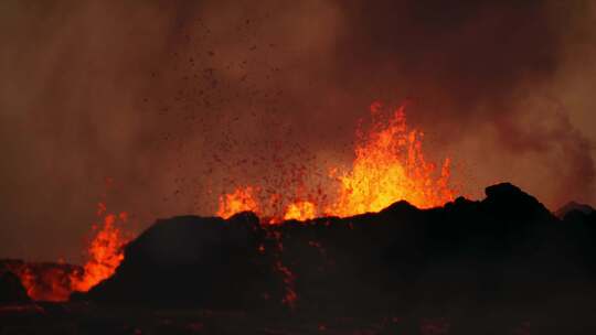 航拍火山活动 岩浆流动