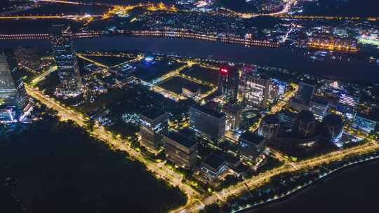 广州官洲生物岛日落夜景延时