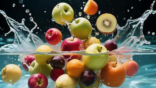 水果入水溅起水花瞬间