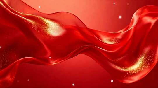 飘动的红色绸带背景素材