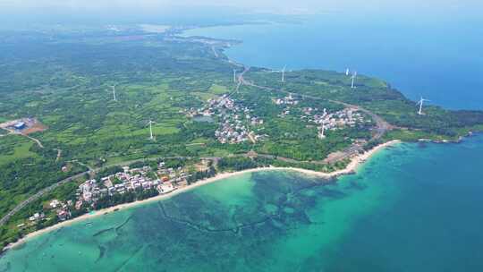 航拍海南环岛公路海洋森林海岸与海岸线航拍