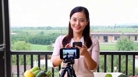 女主播直播带货水果电商ai素材原创