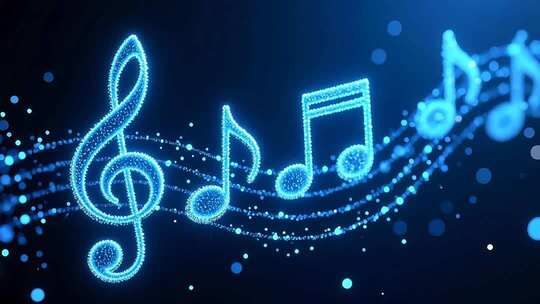 蓝色粒子音符跳动4K