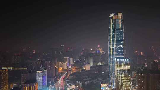 湖南长沙芙蓉中路长沙夜景航拍