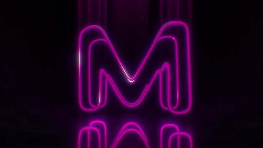 彩色霓虹灯字母M循环动画。视频素材模板下载