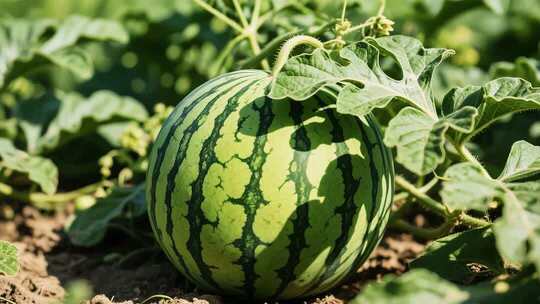 田地里生长的成熟西瓜