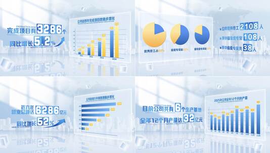 科技简约数据图表柱状图展示高清AE视频素材下载