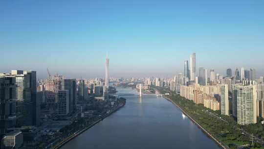 航拍广东广州珠江新城城市风光