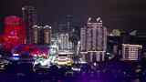 柳州夜景五星商业步行街五星商业大厦航拍高清在线视频素材下载