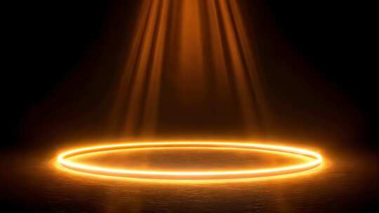 金色光束照射环形舞台背景