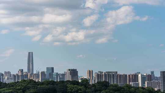 夏天武汉城市蓝天白云延时