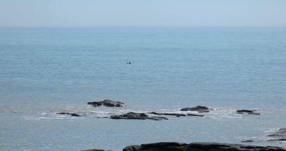 蓝色海水海边意境惬意风吹大海海滩空镜