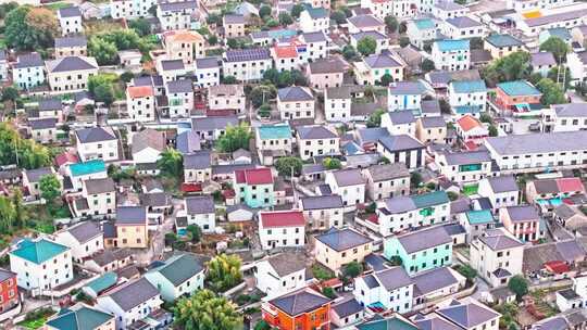 中国浙江宁波 小镇 五颜六色房子航拍合集