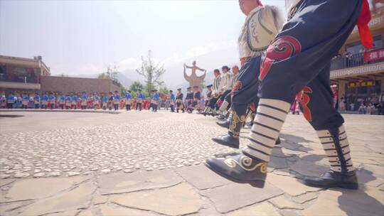 4k 茂县羌族瓦尔俄足节舞蹈4视频素材模板下载