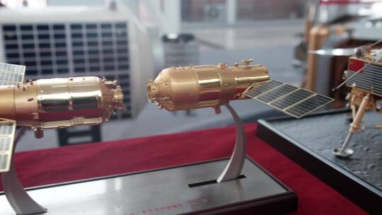 航天科技火箭模型卫星模型月球车模型视频素材模板下载