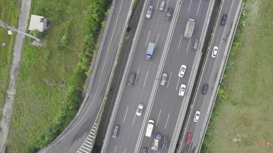 杭州九堡东湖高架路车流航拍