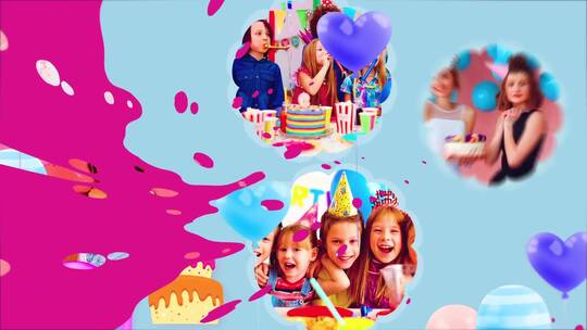 欢快卡通过渡儿童生日祝福视频AE模板