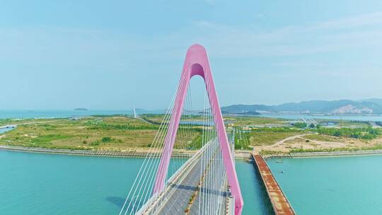 环绕航拍漳州港双鱼岛海岸线大桥视频素材模板下载