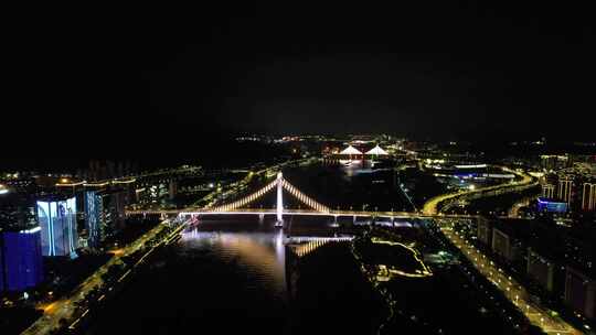 福建福州鼓山大桥夜景灯光航拍