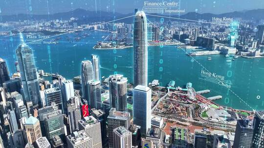 香港城市航拍高楼建筑俯瞰景观