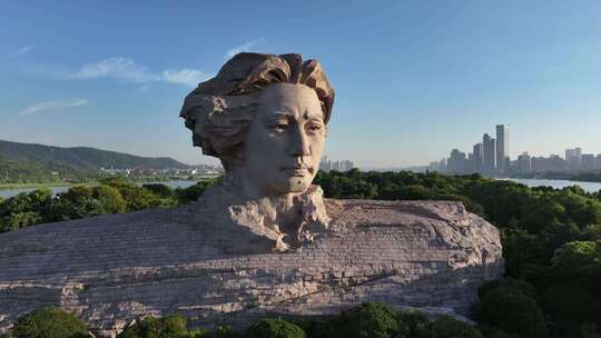 长沙橘子洲景区橘子洲大气航拍