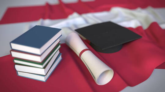 奥地利国旗毕业帽和文凭视频素材模板下载