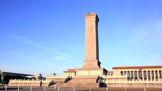 矗立在天安门广场的人民英雄纪念碑视频素材模板下载