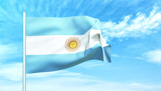 阿根廷国旗空中飘扬