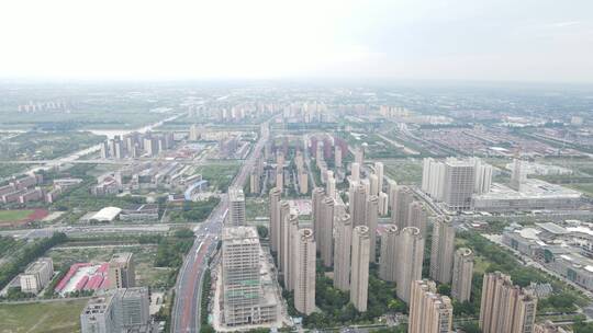 上海奉贤区全景地标建筑高楼大厦小区4K航拍