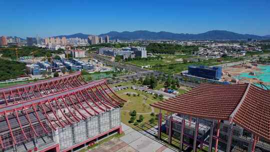 航拍漳州三馆建筑风光