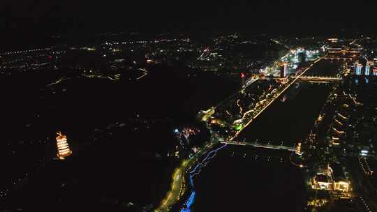 浙江丽水龙泉市万达广场夜景航拍