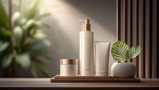精致护肤品套装产品展示与概念呈现